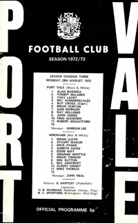 1972 Port Vale matchday programme
