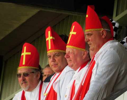 Fans dressed as Popes - Port Vale v Northampton Town 2013