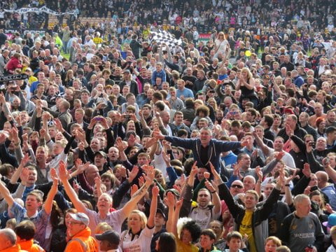 Fans celebrate promotion - Port Vale v Northampton Town 2013