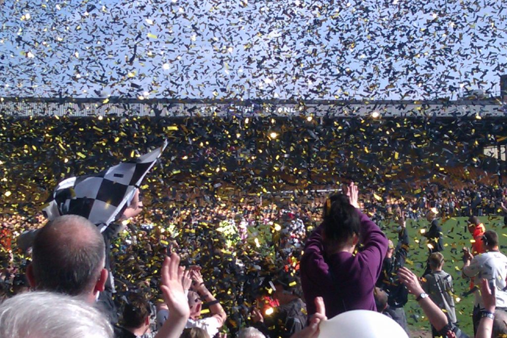 Ticker tape at Port Vale v Northampton Town, 2013