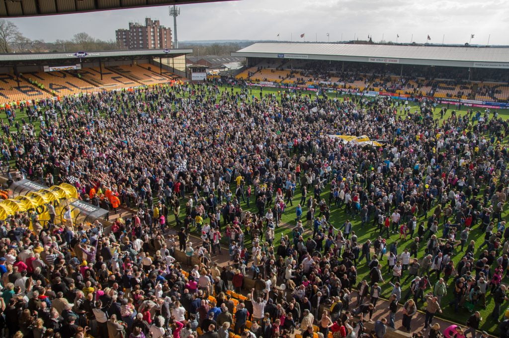 Fans celebrate promotion - Port Vale v Northampton Town 2013