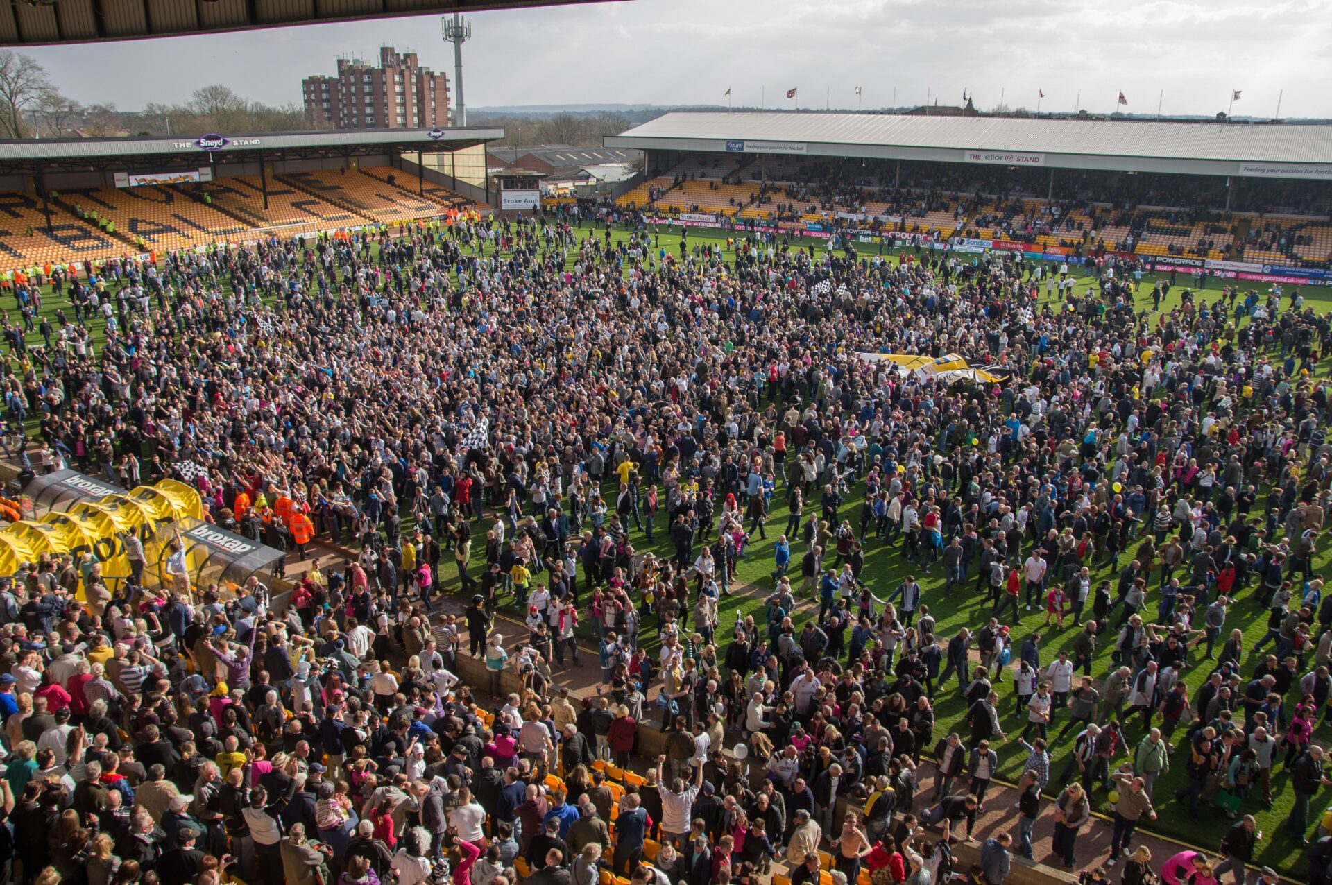 Fans celebrate promotion - Port Vale v Northampton Town 2013