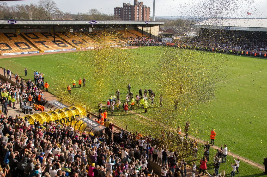 The teams come out - Port Vale v Northampton Town 2013