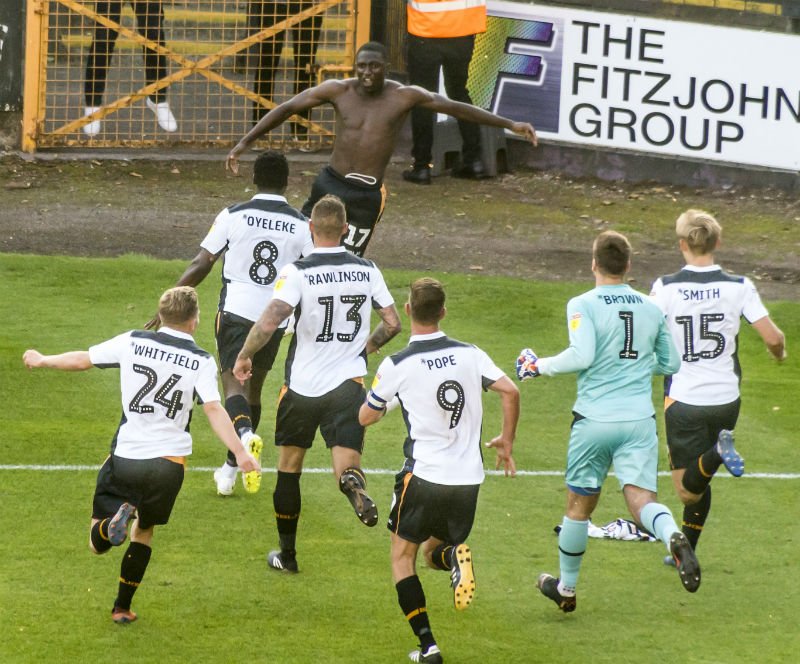 Idris Kanu celebrates his first goal for the club