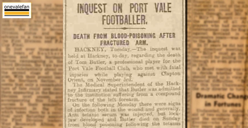 Clipping: Inquest into death of Vale player Tom Butler, 1923