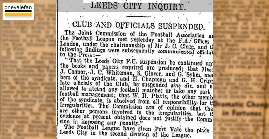 Clipping: The moment Port Vale took Leeds City’s league place