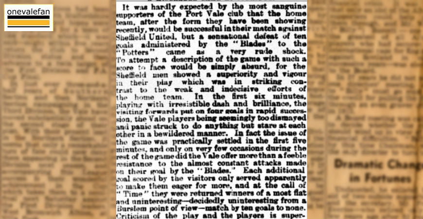 Clipping: A match report on Port Vale’s record defeat…