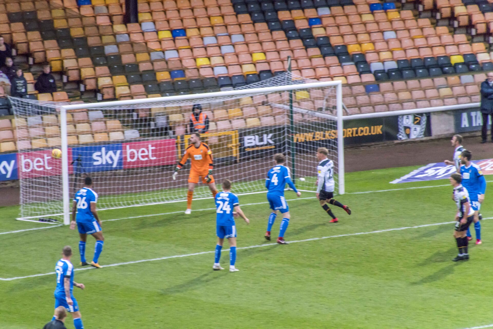 Luke Hannant's effort finds the net against Notts County