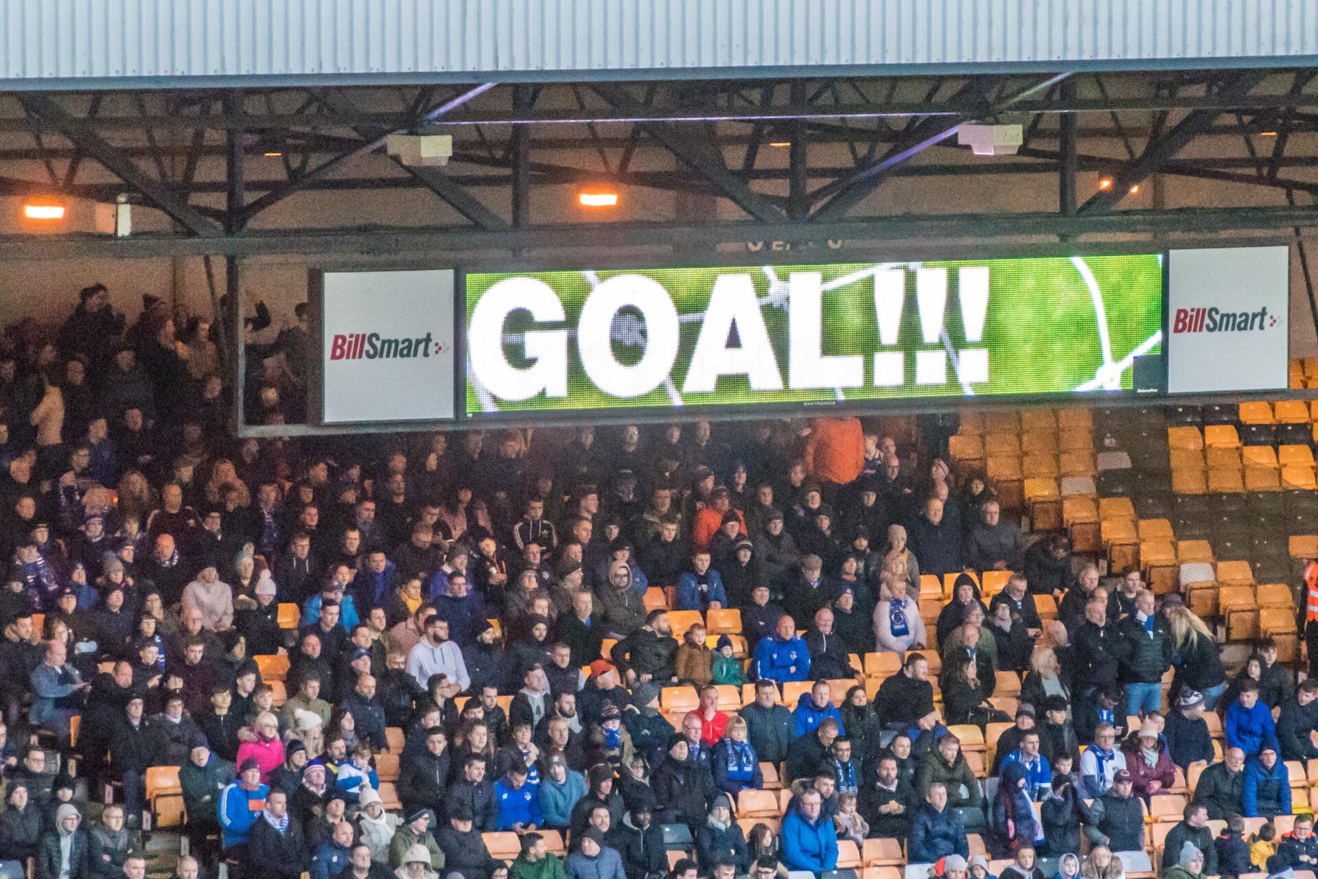 Port Vale 1-4 Oldham Athletic - the scoreboard shows a goal