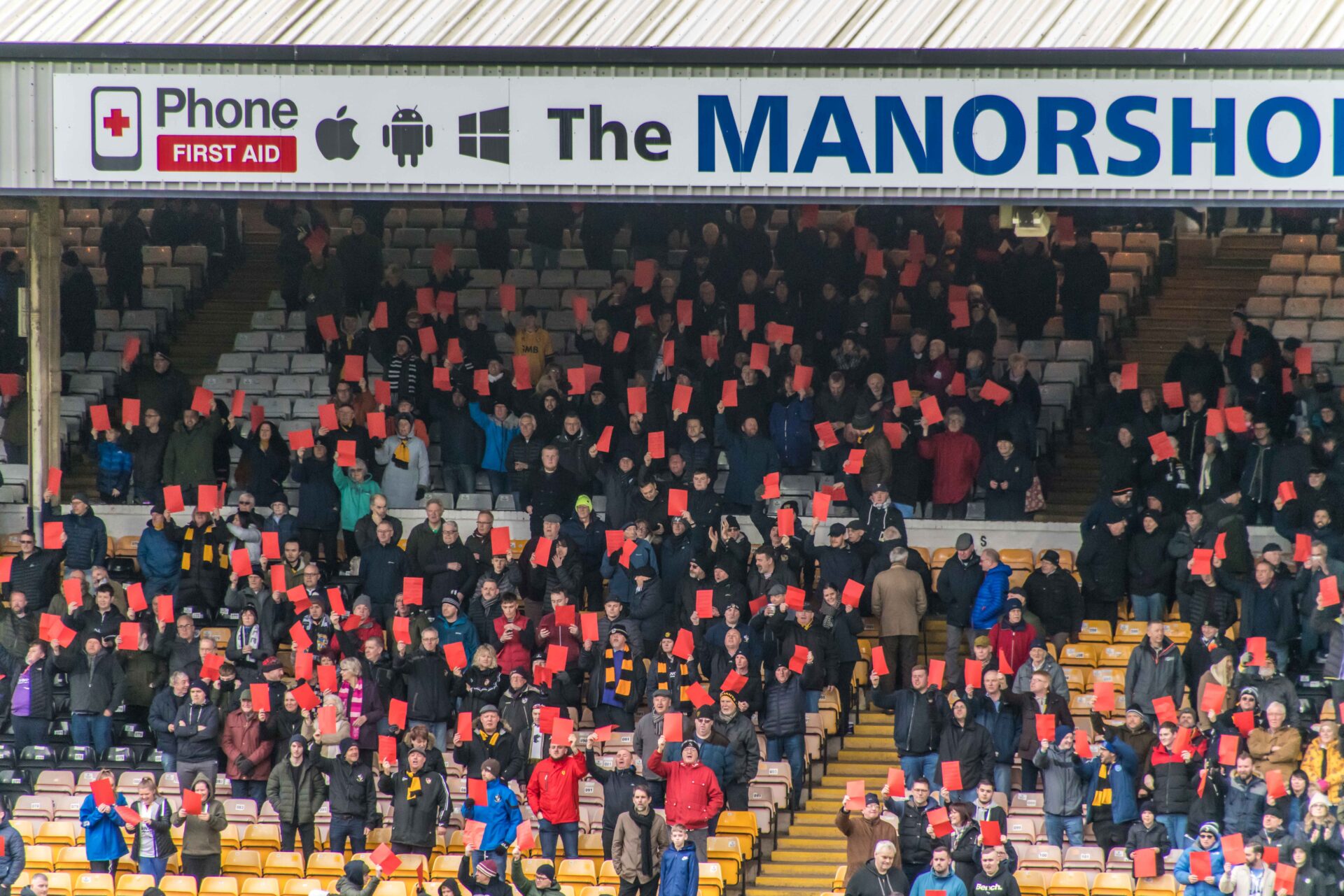 Port Vale 2-1 Mansfield Town - the red card protest against owner Norman Smurthwaite