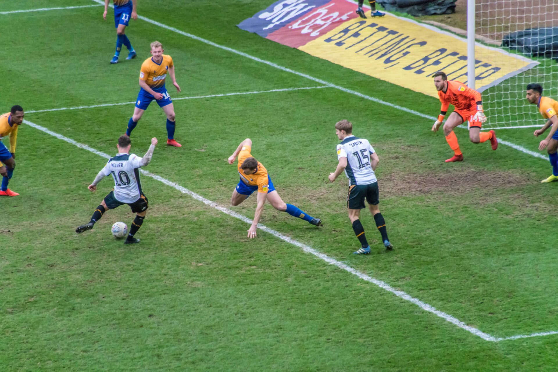 Port Vale 2-1 Mansfield Town - Ricky Miller takes a shot at goal