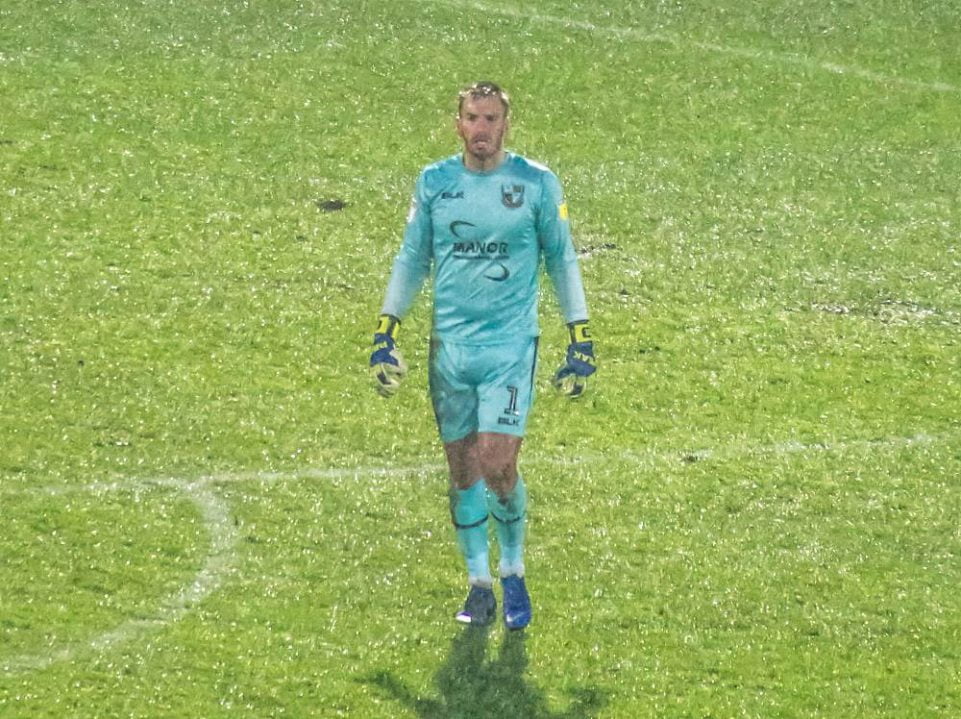 A drenched Scott Brown during the home game with Cheltenham Town.