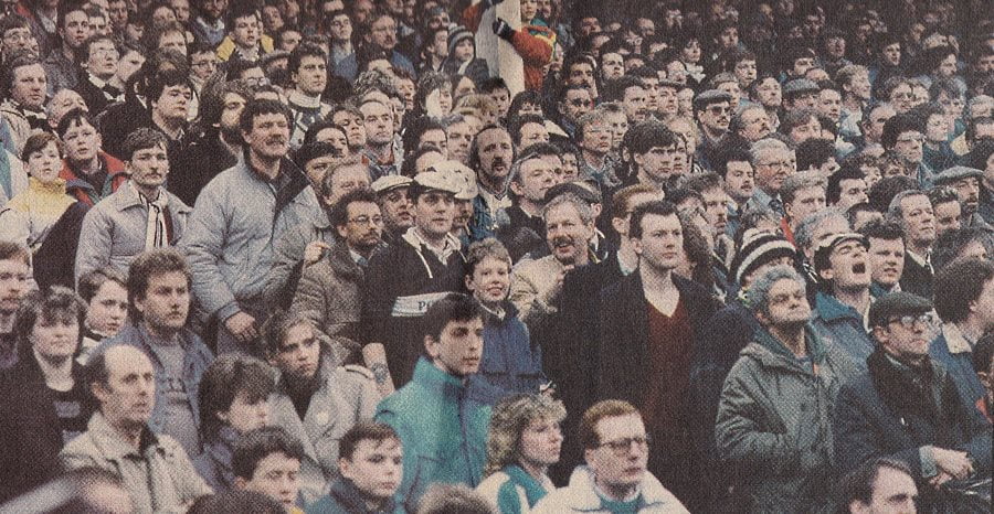 The crowd during Port Vale's 0-0 FA Cup draw with Watford in 1988