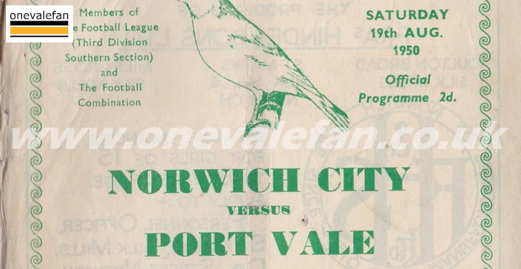 Vintage programme: read Norwich versus Port Vale from 1950