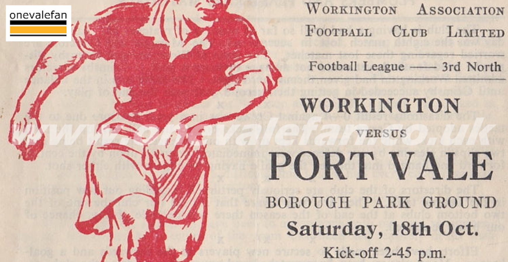 Vintage programme: read Workington vs Port Vale from 1952