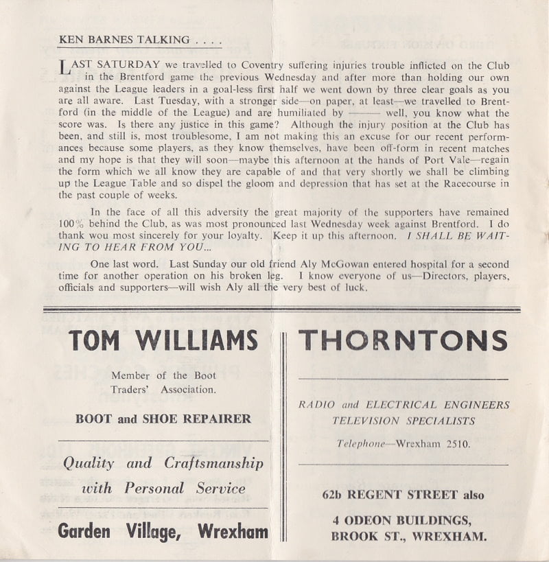 Wrexham vs Port Vale programme 1963 #5