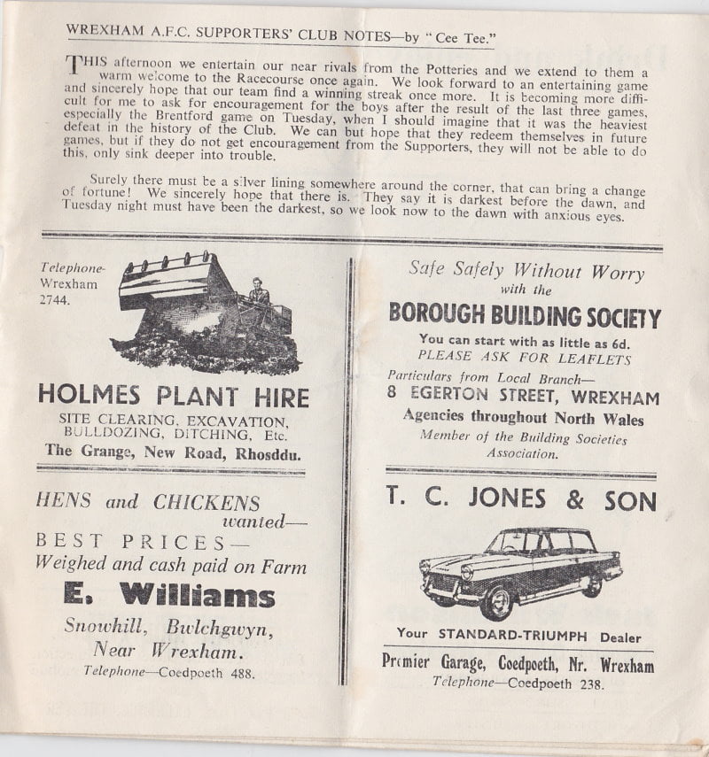 Wrexham vs Port Vale programme 1963 #7