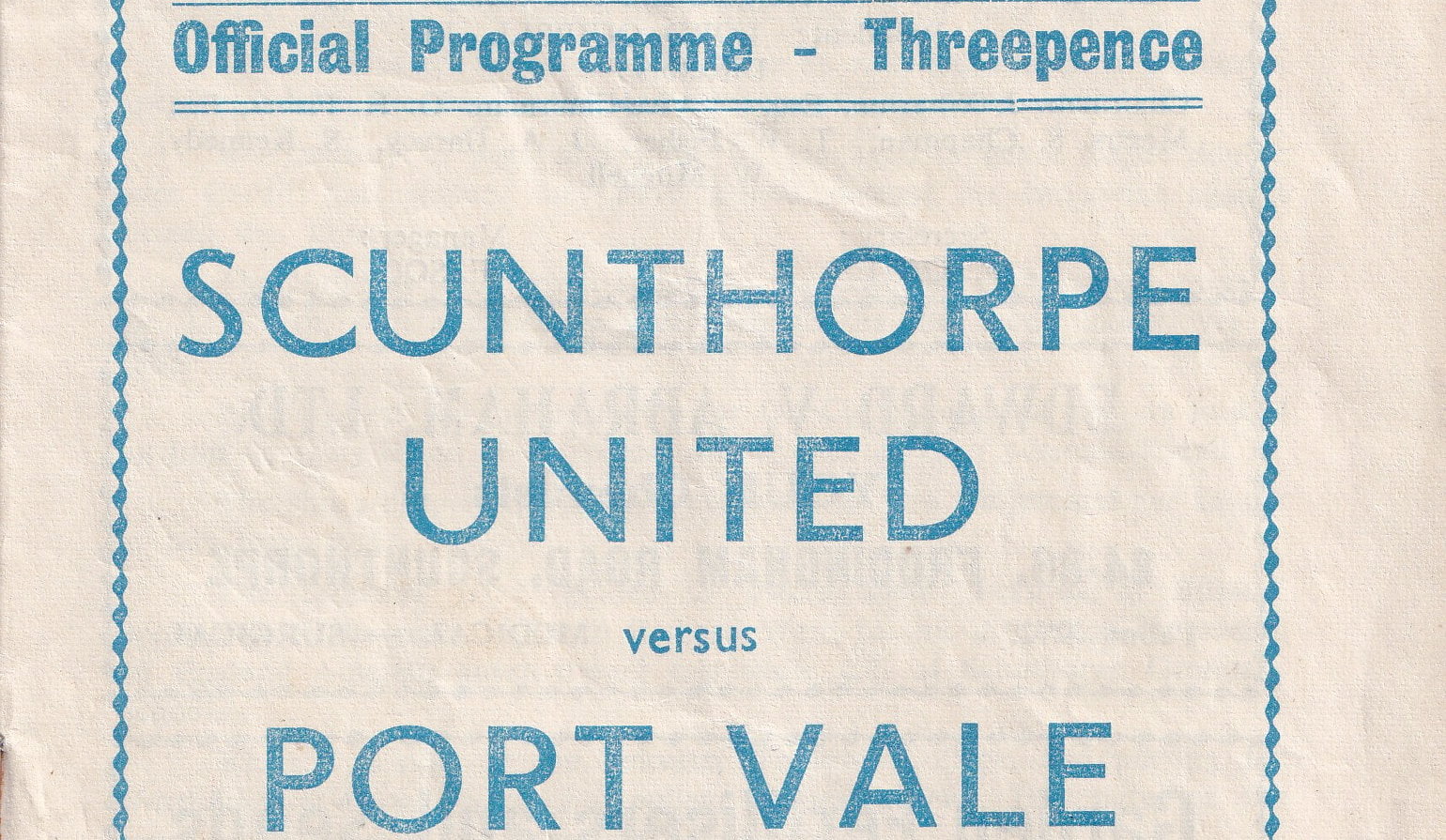 Take a look at the Scunthorpe Utd v Port Vale programme from 1960