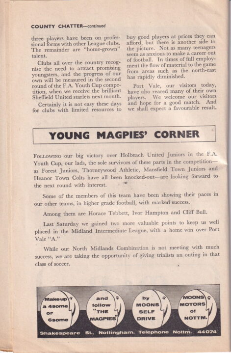 Notts County v Port Vale, 1960