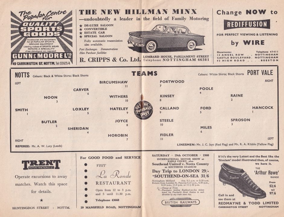 Notts County v Port Vale, 1960