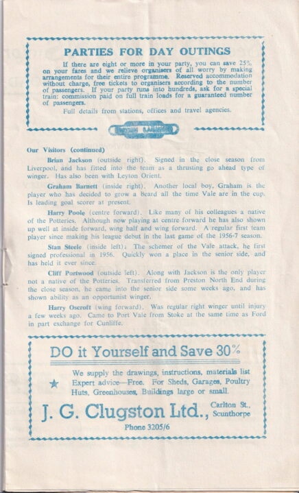 Scunthorpe United v Port Vale 1960