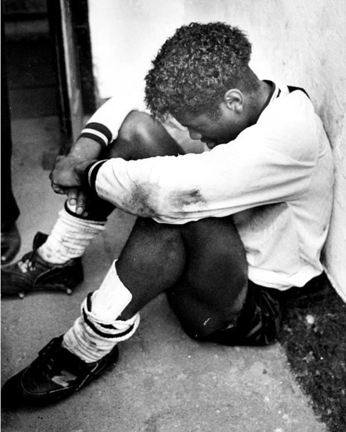 Robbie Earle is overcome after his vital goal