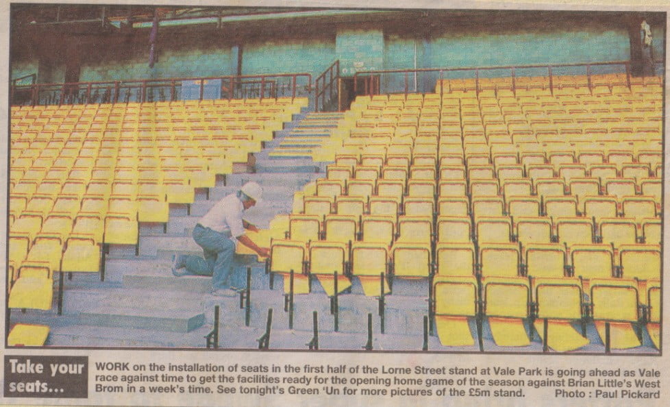 Photo Essay: seats are added to Port Vale’s Lorne Street stand in 1999