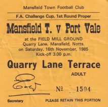 Mansfield Town v Port Vale 1985 ticket