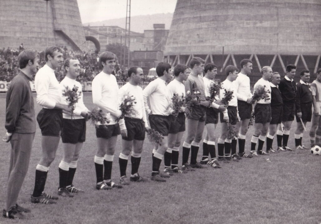 The Port Vale team lines up for the first friendly match at Gottvaldov.