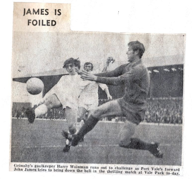 A press clipping of Port Vale player John James