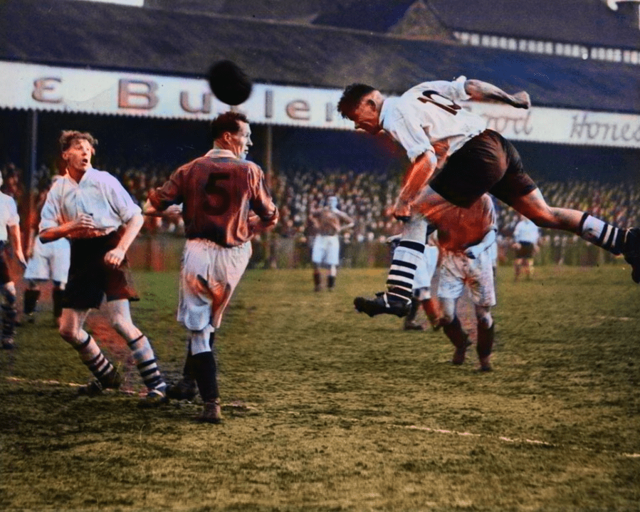 Port Vale in action at the Old Rec in 1948 - colourised version