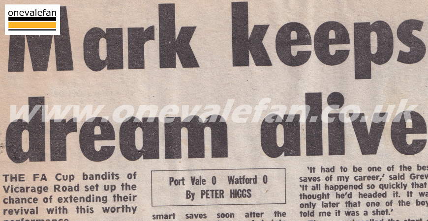 How the national press reported Port Vale’s draw with Watford in 1988