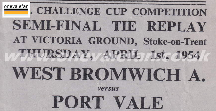 A ticket for a possible replay of Port Vale’s 1954 FA Cup semi-final