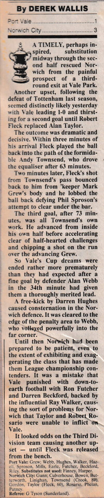 Port Vale 1-3 Norwich City