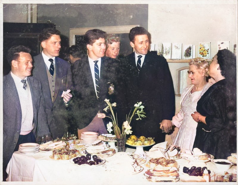 Port Vale players and fans - colourised version