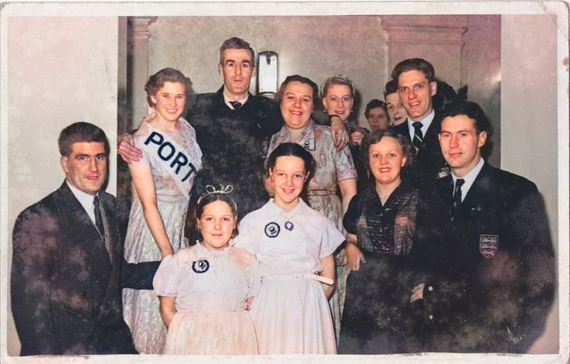 Port Vale players and fans - colourised version