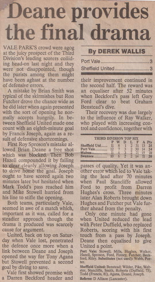 Port Vale 3-3 Sheff Utd