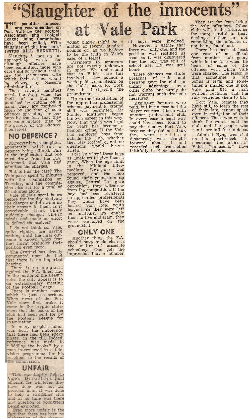 Slaughter of the innocents - press clipping