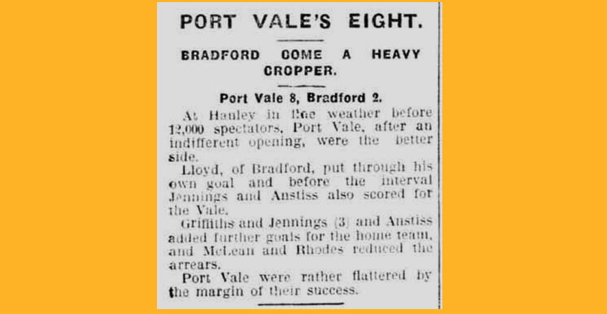 Photo Essay: Port Vale hit eight in 1930 with Sam Jennings scoring four