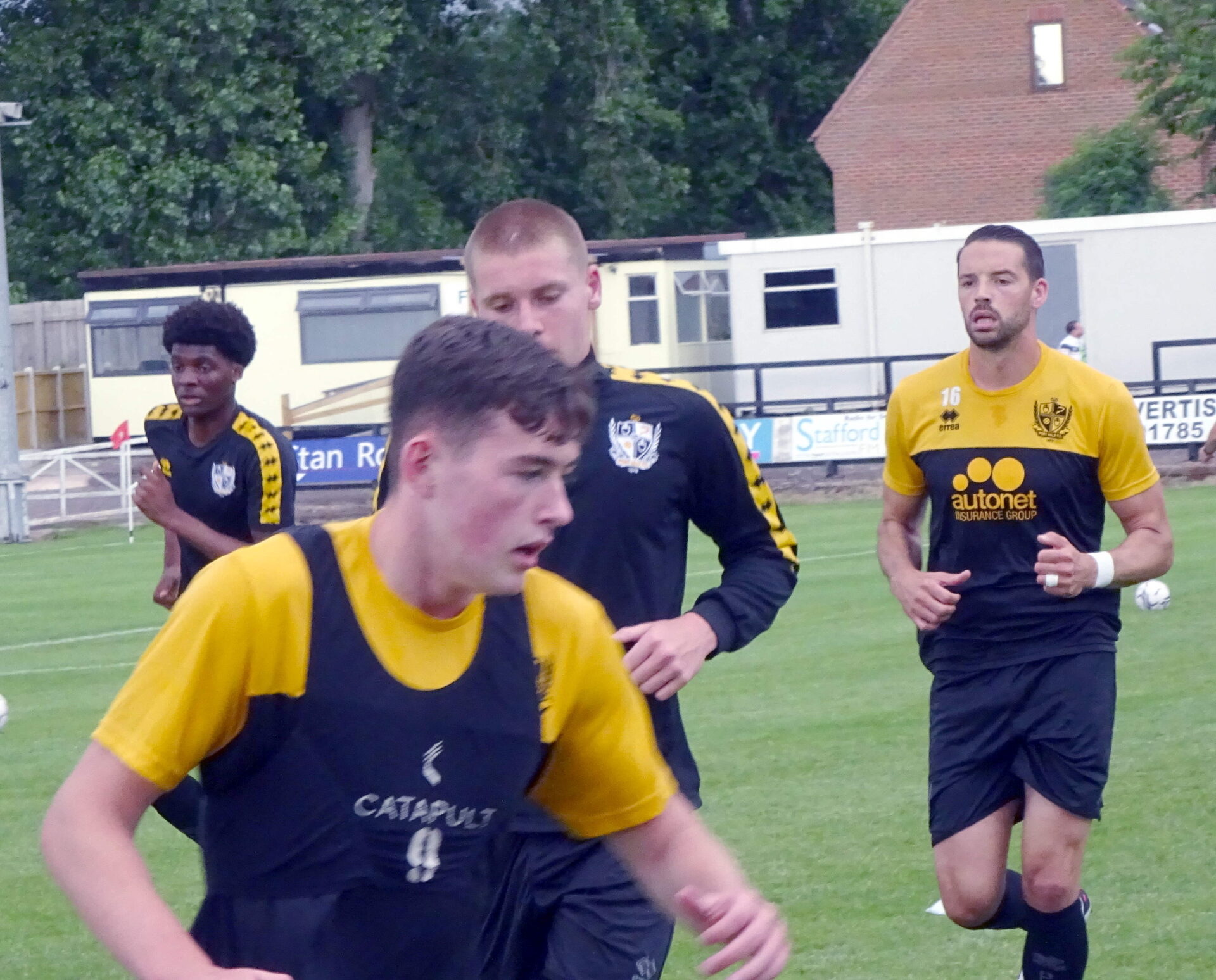 Stafford Rangers v Port Vale, 2021 - Port Vale players including Aaron Martin (right)