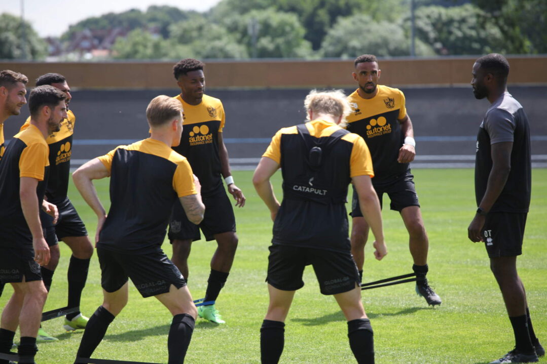 Port Vale players warm up - Newcastle Town v Port Vale friendly, 2021 - AS Photos