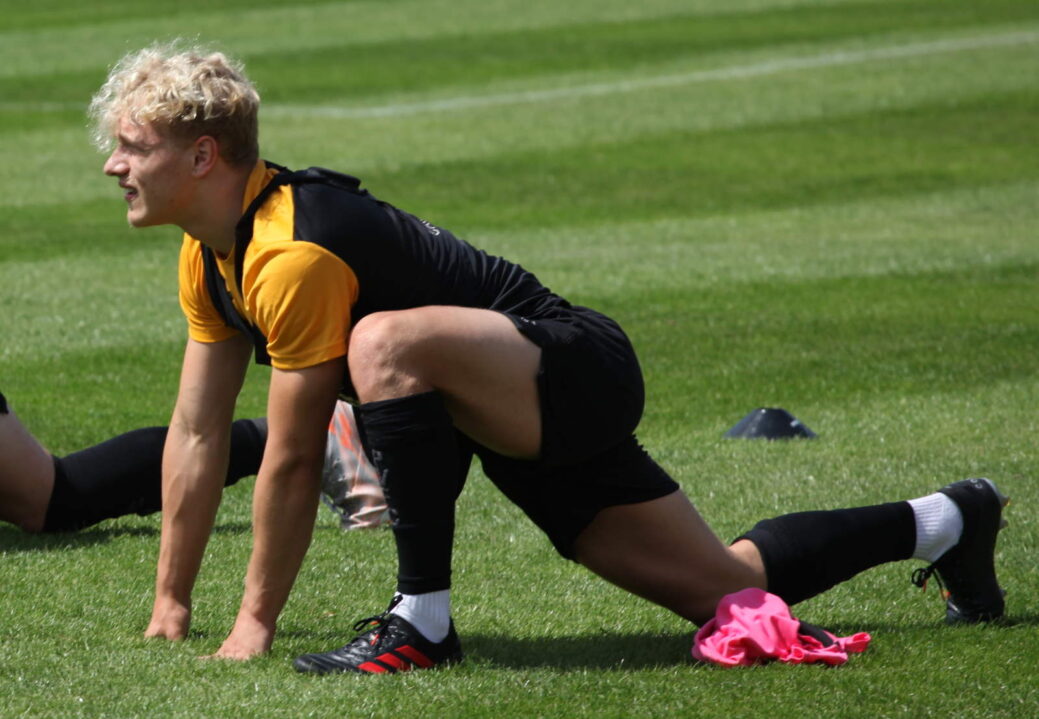 Port Vale striker Eden Bailey warms up - Newcastle Town v Port Vale friendly, 2021 - AS Photos