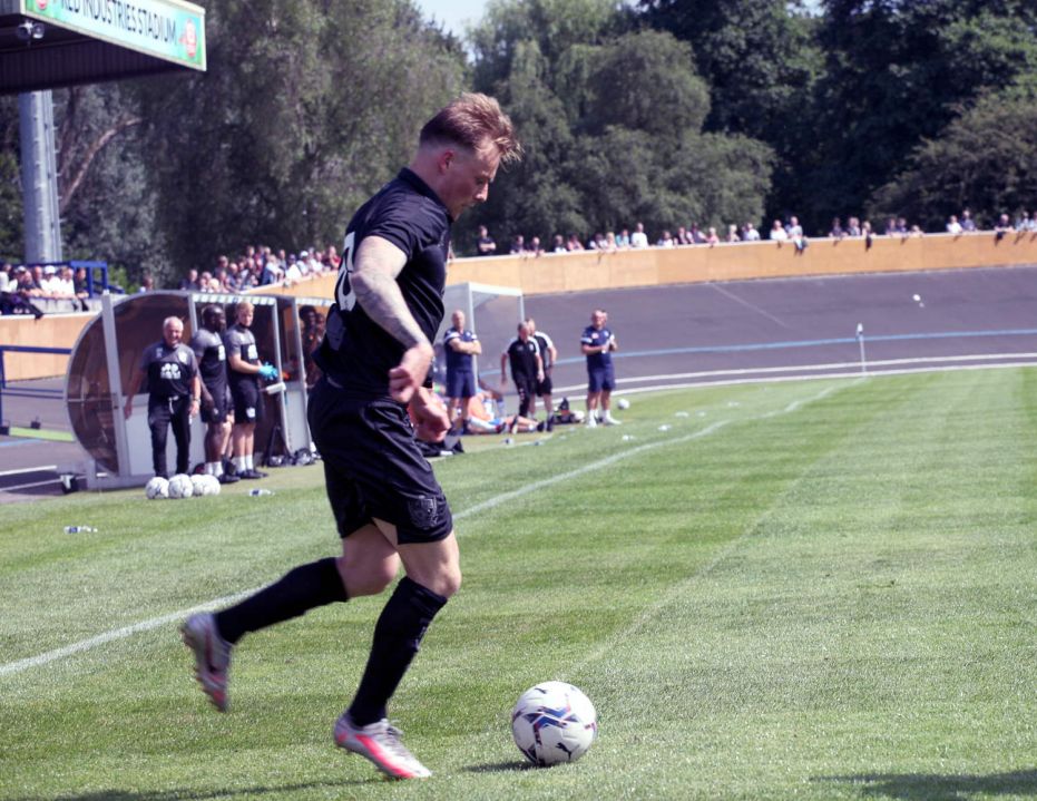 Tom Conlon on the ball - Newcastle Town v Port Vale friendly, 2021 - AS Photos