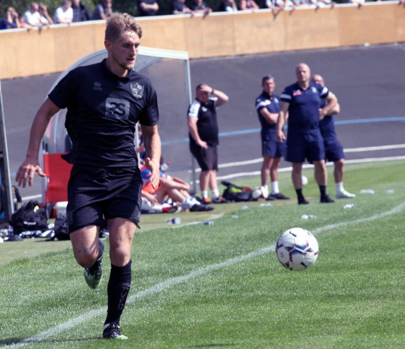 Nathan Smith on the ball - Newcastle Town v Port Vale friendly, 2021 - AS Photos