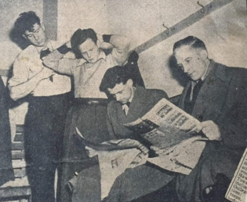 Press clipping - Port Vale players read newspapers 1954