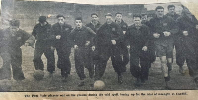 Port Vale players training ahead of the 1954 FA Cup tie with Cardiff City