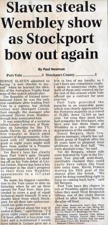 Press clipping: Autoglass Trophy final report, 1993