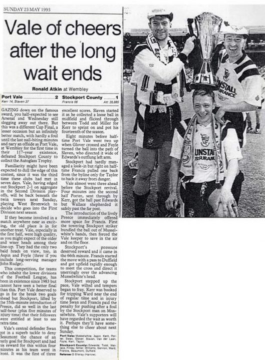 Press clipping: Autoglass Trophy final report, 1993