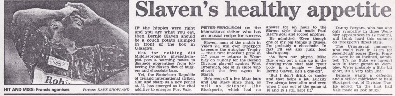 Press clipping: Autoglass Trophy final report, 1993