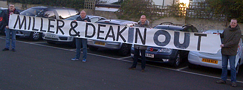 Port Vale fans protest against Perry Deakin and Peter Miller
